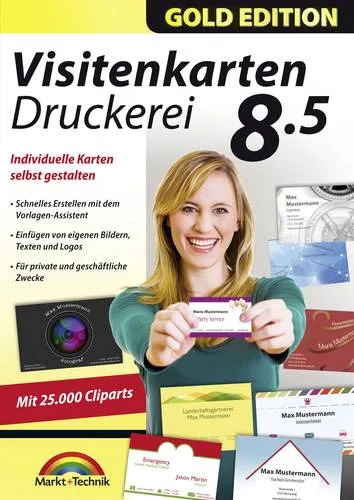 Visitenkarten Druckerei 8.5 -Gold Edition- Download Version inkl. 20000 Cliparts