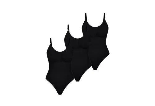 Smilodox Miederbody 3x Nysa Bodysuit schwarz M - Figurformender Bodysuit für optimalen Sitz und Komfort. Der Stretch-Stoff und der V-Ausschnitt sorgen für eine perfekte Passform und Bewegungsfreiheit. Ideal für Turn- und Gymnastikaktivitäten.