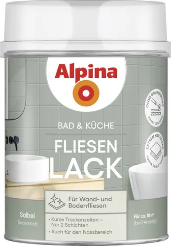 Alpina Fliesenlack Bad & Küche 2K Salbei 750 ml - Hochwertiger Fliesenlack für Bad und Küche, wasserabweisend und langlebig, ideal für eine frische Renovierung.