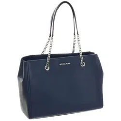 Michael Kors Teagan 38R3SJ6E7I, Damen Schultertasche - Navy - Elegante Umhängetasche aus Kunstleder mit geräumigen Fächern für optimale Organisation. Perfekt für Büro-Outfits und Freizeitlooks.