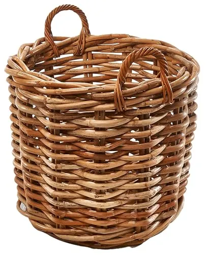 Kobolo Rattankorb mit Henkeln - Aufbewahrungskorb groß - Dekokörbe aus 100% Rattan, rund mit einem Durchmesser von 57 cm, ideal für stilvolle Aufbewahrung und Dekoration in jedem Raum.