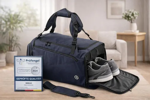BeMaxx Sporttasche 40L blau Rucksackfunktion Schuhfach Nassfach 600D Polyester