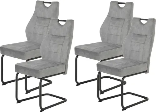 HELA Esszimmerstuhl Linda S - Bestseller Schwingstuhl Set (4 St) - Stühle für jeden Bodenbelag, mit Taschenfederkern für hohen Sitzkomfort, belastbar bis 140kg, pflegeleicht und modern in hellgrau.