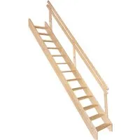 Minka Wangentreppe Boras Fichte unbehandelt - Innentreppen mit flexibler Raumgestaltung: Die massiven Fichtenstufen bieten Komfort und Sicherheit, ideal für Deckenöffnungen ab 175 x 63 cm.