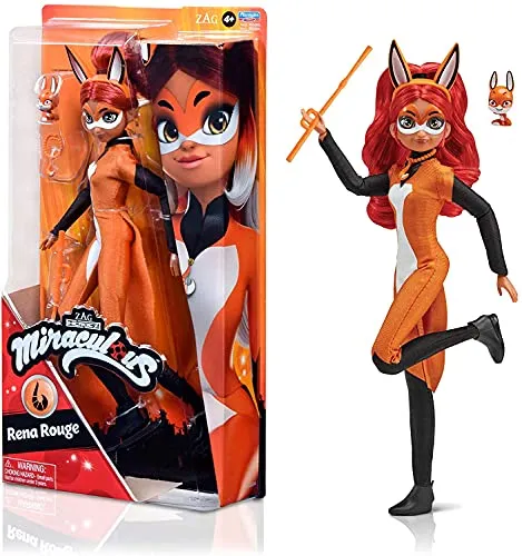 BANDAI Miraculous Ladybug Ankleidepuppe Rena Rouge 26 cm - Puppen mit abnehmbarer Kleidung und vielen Gelenken für kreatives Spielen! Inklusive Flöte und Mini-Trixx Kwami, perfekt zum Nachspielen deiner Lieblingsmomente aus der Miraculous-Serie.
