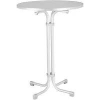 Best Multiflex Stehtisch Ø70 cm aus Stahl und Alcolit in Weiß - Gartentisch für drinnen und draußen, wetterfest und modern im Design, perfekt für Feiern und Veranstaltungen.
