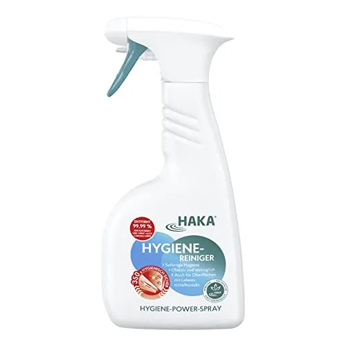 HAKA Hygienereiniger Spray, 500 ml, Desinfektionsmittel für Oberflächen, gegen Bakterien & Viren, für Küche, Schneidebretter, Kühlschrank, Kinder- & Badezimmer, chlorfrei, vegan