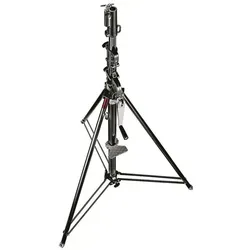 Manfrotto Stativ 087NWB Wind-Up Schwarz 3-tlg. - belastbares Lampenstativ mit Nivellierbein, für absolute Stabilität und vielseitige Einsatzmöglichkeiten