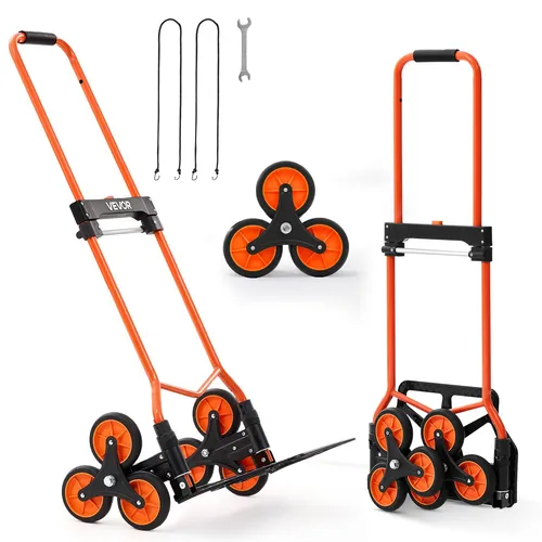 VEVOR Treppensackkarre 54kg - Teleskopgriff für flexiblen Transport - Robuste Sackkarre mit Teleskopgriff für maximale Flexibilität. Ideal für den Transport schwerer Lasten bis 54 kg, kompakt faltbar und platzsparend. Perfekt für den Einsatz im Alltag.