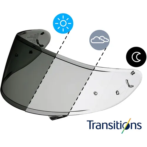 Shoei Visier CWR-1 PHOTOCROMIC für NXR, RYD & X-Spirit III - Motorrad-Headsets: Selbsttönendes Visier mit 80-30% Lichtdurchlass, ideal für wechselhafte Wetterbedingungen und bereit für Pinlock.