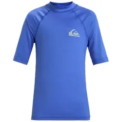 QUIKSILVER Everyday Neopren Shirt für Kinder, Gr. 12, blau - Neoprenanzüge: Kurzärmliges Surf-T-Shirt mit UPF 50, ideal für Jungen 8-16. Chlorbeständig und feuchtigkeitsregulierend für optimalen Tragekomfort beim Surfen.