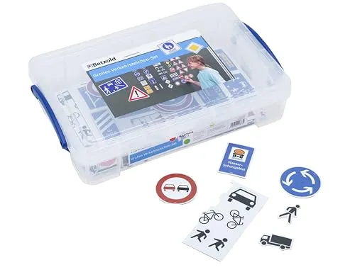 Betzold - Verkehrszeichen-Set Kinder magnetisch 218 Teile Verkehrsschilder Magnet Tafel