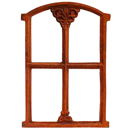 Aubaho Dekoobjekt Fenster Rost Stallfenster Eisenfenster 48cm - Fliegengitter im antiken Design, aus robustem Gusseisen gefertigt, ideal für Scheunen, Gartenhütten oder als dekorativer Akzent in Ihrem Zuhause.