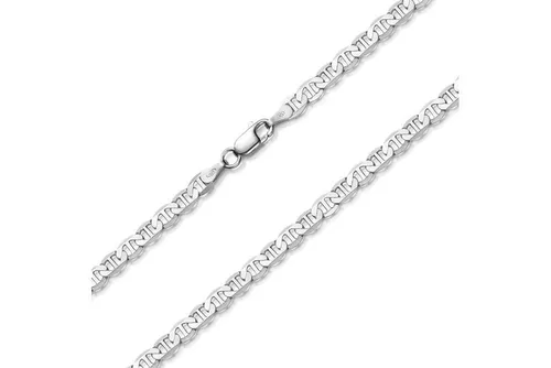 Stegpanzerkette 4mm Breite - massiv 925 Silber - Ketten für Damen, wählbare Längen von 38-100cm, aus echtem 925 Sterling Silber, nickelfrei und mit Hochglanz-Oberfläche für zeitlosen Glanz.
