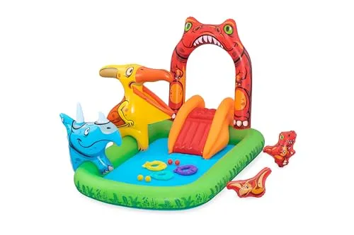 BESTWAY Wasserspielcenter Jurassic Splash Play Centre - Planschbecken für Kinder, 140 cm breit und 137 cm hoch, bietet stundenlangen Wasserspaß im Garten oder auf der Terrasse.