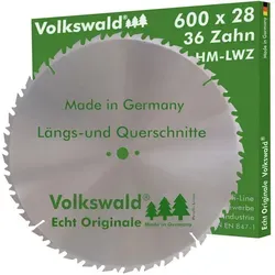 Volkswald Kreissägeblatt Volkswald ® HM-Sägeblatt LWZ 600 x 28 mm Z=36 Hartholz Kreissägeblatt, Echt Originale Volkswald® Made in Germany