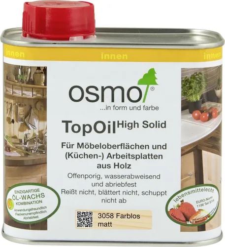 Osmo TopOil Farblos matt 0,50 l - Hochwertiger Möbelpflege - Osmo TopOil Farblos matt 0,50 l für die professionelle Pflege von Holzoberflächen, bietet langlebigen Schutz und ein mattes Finish.