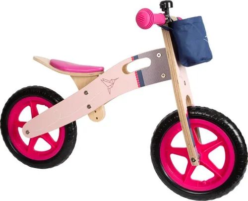 small foot Laufrad Kolibri für Mädchen, rosa - Höhenverstellbares Holz-Laufrad mit Softbereifung, ideal zur Förderung von Balance und Gleichgewichtssinn für Kinder ab 3 Jahren.