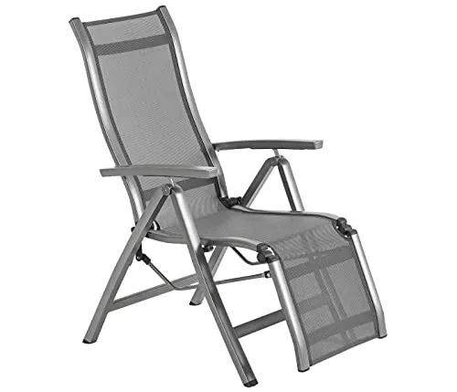 Dehner Relaxstuhl Chicago, klappbar - Komfortabler Aluminiumstuhl für entspannte Stunden - Liegen: Moderner Relaxstuhl mit 4-fach verstellbarer Rückenlehne, leicht transportierbar und ideal für entspannende Momente im Freien.