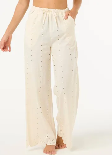 Rip Curl Strandhose SAN CARLOS LA JOYA - Beige Sommer Must Have in M - Feminine Strandhose aus 85% Baumwolle und 15% Leinen, perfekt für warme Sommertage und entspannte Strandbesuche.
