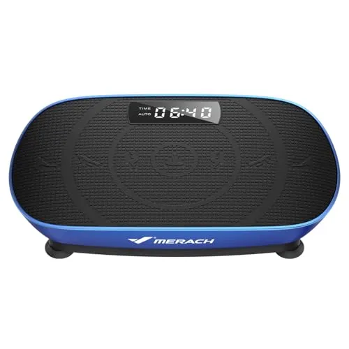 MERACH Vibrationsplatte, Leistungsstarke Vibrationsplattform für Ganzkörpertraining, Muskelaufbau und -formung, Automatische Geschwindigkeitsregelung, Eingebauter Bluetooth-Lautsprecher (Blau)