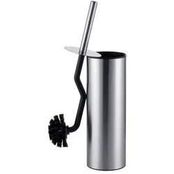 Relaxdays WC Bürste mit Randreiniger Schwarz,Silber