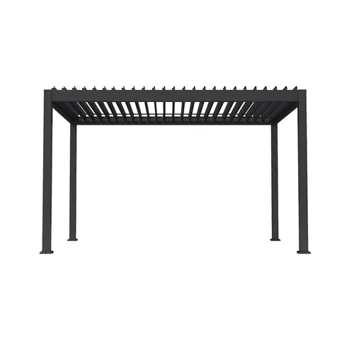 Home Deluxe Pergola FAYLA – Elektrisch, Aluminium, Anthrazit - Moderne Terrassenüberdachung mit Lamellendach, schützt zuverlässig vor Regen und bietet komfortable Steuerung per Fernbedienung.