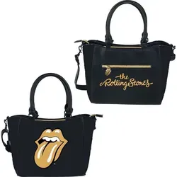 The Rolling Stones Handtasche Damen Gold Tongue Schwarz - Stylische Handtasche Gold Tongue von The Rolling Stones aus 100% Polyurethan. Einfarbig schwarz mit symbolischen Motiven – das perfekte Accessoire für Musikliebhaber und ein tolles Geschenk!
