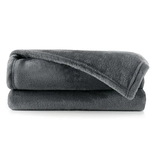 DecoKing Kuscheldecke 70x150 cm grau Decke Microfaser Tagesdecke Fleece weich sanft kuschelig anthrazit Graphit Grey dimgray Charcoal Mic