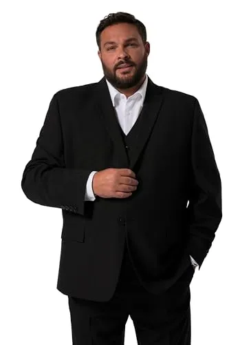 Men Plus Herren Sakko in Übergrößen L-8XL, Porto Schwarz - Stylisches Sakko für Herren in Übergrößen bis 82/41, ideal für Business und Freizeit. Der 2-Knopf-Schnitt mit Reverskragen sorgt für einen eleganten Look.