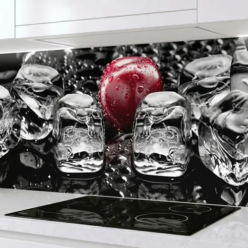 Rodnik Küchenrückwand mit Eiswürfeln und Kirschen - DELUXE ABS-Kunststoff - Küchenrückwand in DELUXE Qualität, UV- und feuchtigkeitsresistent, kratzfest und hitzebeständig, ideal für eine stilvolle Küchengestaltung.
