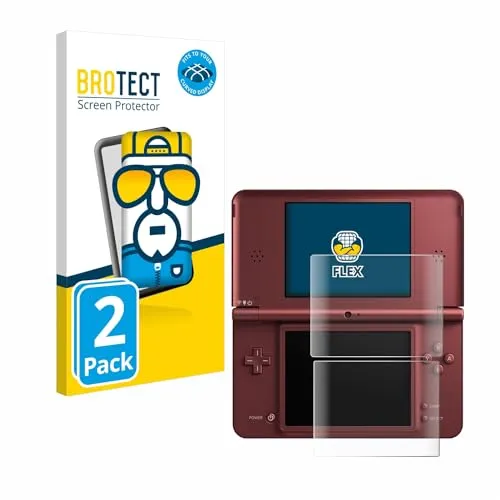 BROTECT 2 Stück Full-Cover Schutzfolie für Nintendo DSi XL Full-Screen Displayschutz-Folie [3D Curved, Anti-Fingerprint, Kristall-Klar]