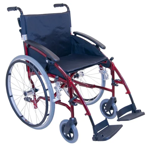 Drive Medical Transportrollstuhl D-lite 50cm - Rollstuhl mit 50cm Sitzbreite, ideal für Komfort und Mobilität, max. Belastbarkeit 125kg, leichtes Design mit nur 14,7kg.