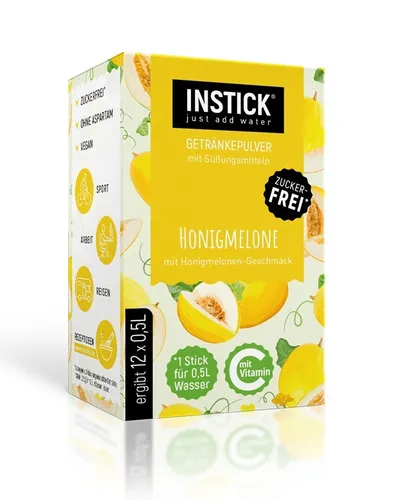 INSTICK Getränkepulver Honigmelone 12-er Packung (für 12 x 0,5 L)