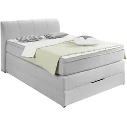 Carryhome Boxspringbett 120x200 cm, Silber - Schlafzimmer: Komfortables Boxspringbett mit 7-Zonen-Taschenfederkern und praktischem Bettkasten für zusätzlichen Stauraum.