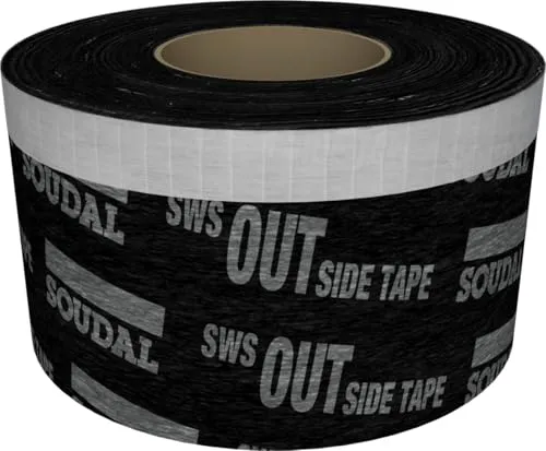 Soudal Fensteranschlussfolien SWS OUTSIDE STANDARD 150mm X 30m - Flexible Folie für die luft- und schlagregendichte Abdichtung von Fensteranschlüssen. Mit Selbstklebeband für einfache Montage und sofortige Verputzfähigkeit. Ideal für Außenanwendungen und unebene Oberflächen.