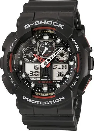 CASIO G-SHOCK GA-100-1A4ER Herrenuhr - Robuste Armbanduhr mit analog-digitaler Anzeige, ideal für Sport und Outdoor-Aktivitäten. Stoßfest und wasserdicht, perfekt für Abenteurer.