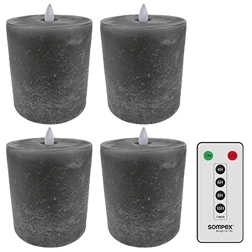 SOMPEX LED-Kerze 4er Set – Echtwachskerzen mit Fernbedienung - LED-Kerzen im 4er Set aus Echtwachs, fernbedienbar mit Timer - für ein sicheres, gemütliches Ambiente ohne Risiko von Bränden oder Wachsflecken.