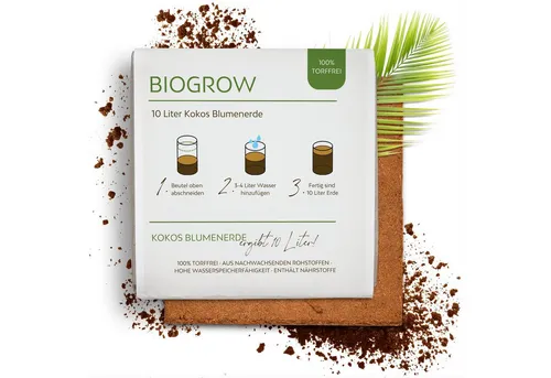 Growgreens Pflanzerde Bio Kokoserde gepresst im Quellbeutel - Biolog. torffreie Anzuchterde, Im Beutel