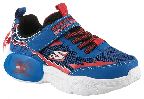 Skechers CREATURE-CRAWLERS Klettschuh mit coolem Motiv – blau/rot, Größe 30 EU - Sportlicher Klettschuh mit tierischem Design und gepolsterter Innensohle für hohen Tragekomfort. Ideal für aktive Kinder und leicht an- und auszuziehen.