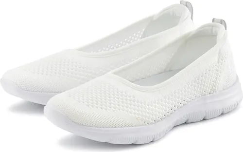 Sneaker Ballerinas LASCANA, Damen, Gr. 38, weiß - Halbschuhe: Ultraleichter, veganer Slipper von LASCANA, ideal für sportliche Freizeitlooks und bequemes Reinschlüpfen.