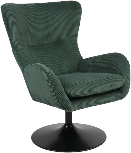 Hela Lounge Sessel Samos - 360° drehbar in Breitcord Grün - Lounge-Sessel Samos in Grün mit 360° Drehfunktion und gepolsterten Armlehnen. Ideal für entspannte Stunden, belastbar bis 120 kg und einfacher Aufbau.