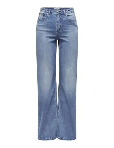 ONLY Female Jeans ONLJUICY-WAUW - Hohe Taille mit weitem Bein - Stylische Jeans mit weitem Beinschnitt und hoher Taille, perfekt für einen trendigen Look. Ideal für jede Gelegenheit, aus bequemem Material für optimalen Tragekomfort.