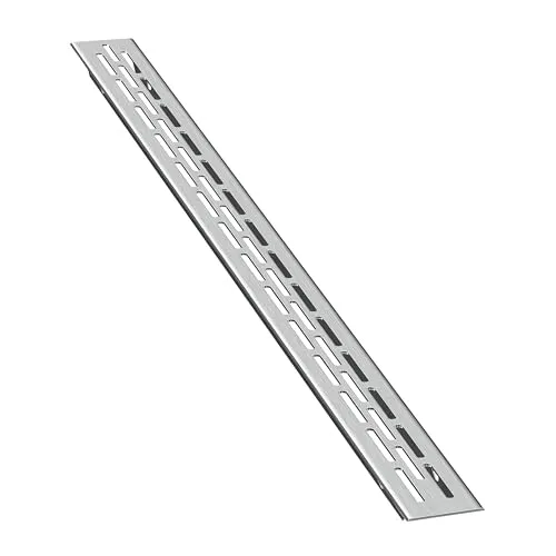 sossai® Aluminium Lüftungsgitter - Alucratis Slim (1 Stück) | Rechteckig - Maße: 37,5 x 2,4 cm | Farbe: Inox | gebürstet