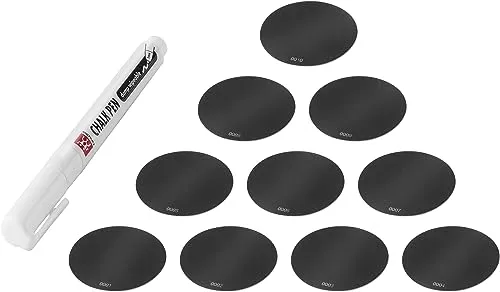 ZWILLING Cube Label Set, 10 beschreibbare Aufkleber Schwarz, Kreidestift Weiß