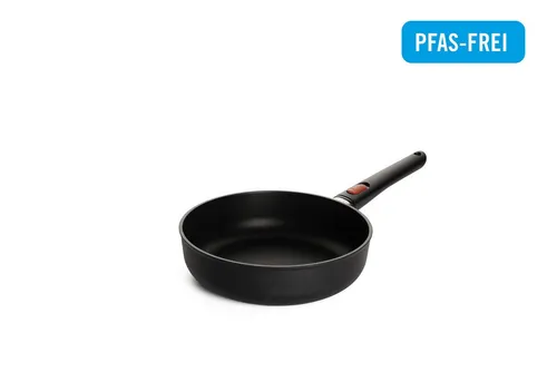 Woll Eco Lite QXR Hochrandpfanne - Ø 24 cm, abnehmbarer Stiel - Pfannen für alle Herdarten, PFAS-frei und aus 100% recyceltem Aluminium. Die extra raue Antihaftversiegelung sorgt für unvergleichliche Röstaromen und saftige Gerichte.