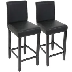2er-Set Barhocker M37 Kunstleder schwarz - Barmöbel mit ergonomischer Rückenlehne und bequemer Polsterung für entspanntes Sitzen. Ideal für lange Abende am Tresen, ausgestattet mit Fußablage und Bodenschonern.