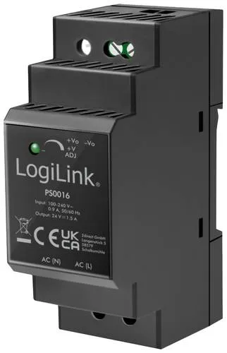 LogiLink Hutschienen-Netzteil 36 Watt 24 Volt - Sonstige, kompaktes Design mit nur 0,14 kg Gewicht für einfache Installation und effiziente Energieversorgung.