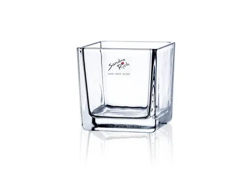 Sandra Rich Dekovase CUBE - Moderne eckige Dekovase aus Glas, 8 cm, ideal für kreative Blumengestaltungen und stilvolle Arrangements.
