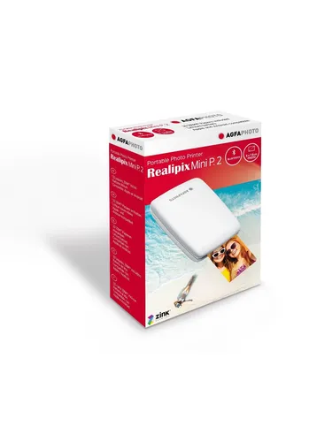 AGFA Photo Mini P.2 - Tragbarer Zink-Drucker für Sofortbilder, kabelloses Drucken über Bluetooth und kreative Funktionen für Smartphones und Tablets